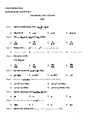 Toán - Chuyên đề Mũ  lôgarit - Đề 04